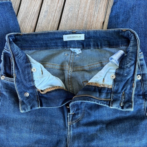 Good American Good Legs Distressed Skinny Jeans Size 25 Stretch Medium Wash GUC - Picture 6 of 11